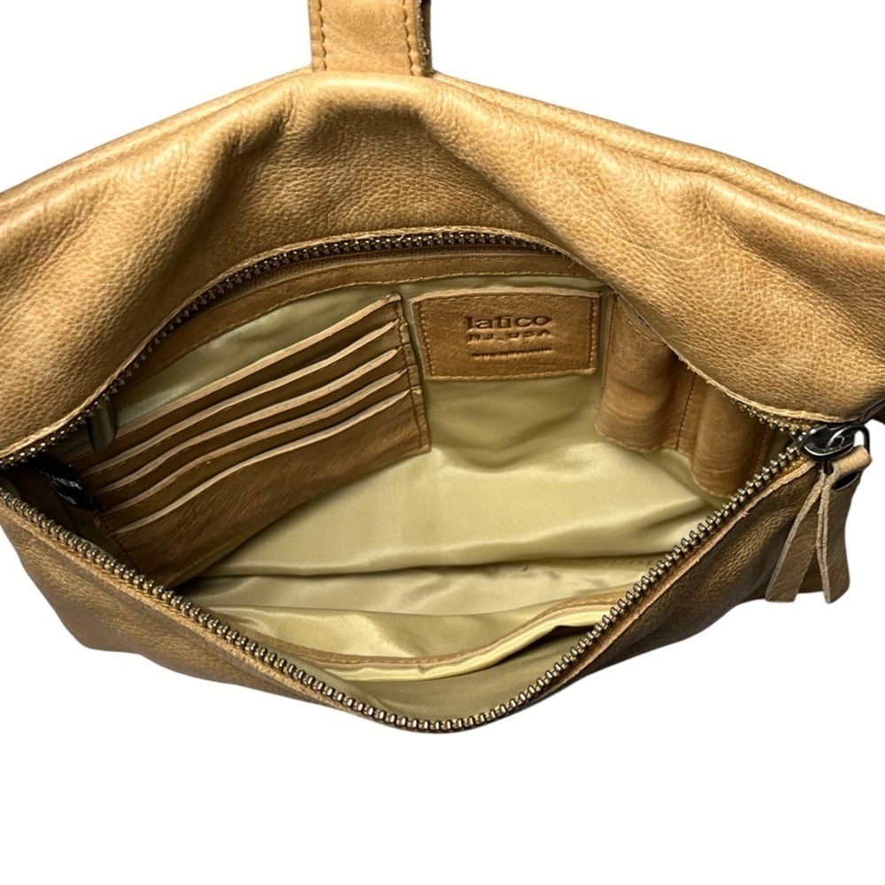 Latico Crossbody Soft Pebbled Leather Tan Removable Strap Handmade in India - Picture 5 of 10